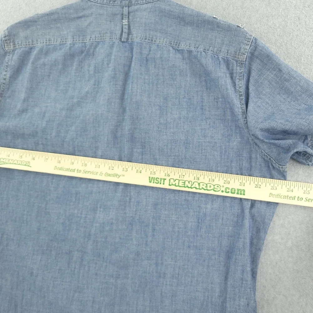 Banana Republic Shirt Mens L Blue Chambray Short Sleeve Button Up Soft Wash